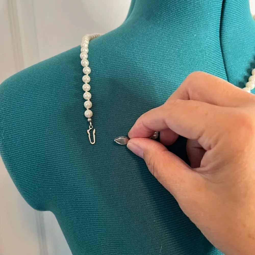 Beaded Long Graduated Faux Pearl Wedding Bridal Necklace